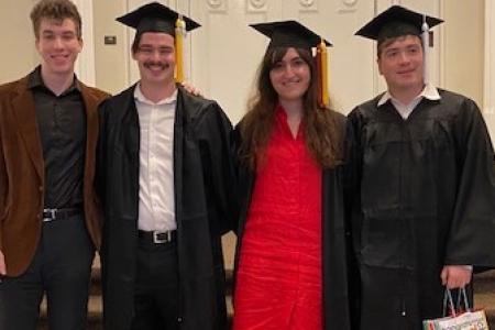 Fall '22 Philosophy graduates (Barta, Moynihan, Spector, & Sumlin pictured L-R)